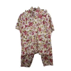 Atsukionishi Sleepwear 2-piece Floral Outfit Womens Size Large Vintage Lounge